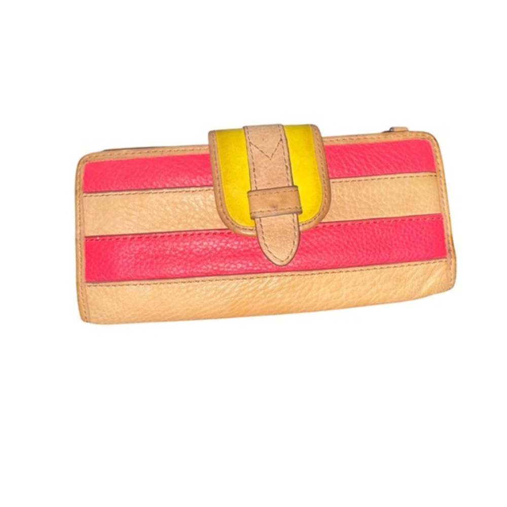 Fossil Wallet Leather Women Tate Clutch/wallet Pink Multi‎